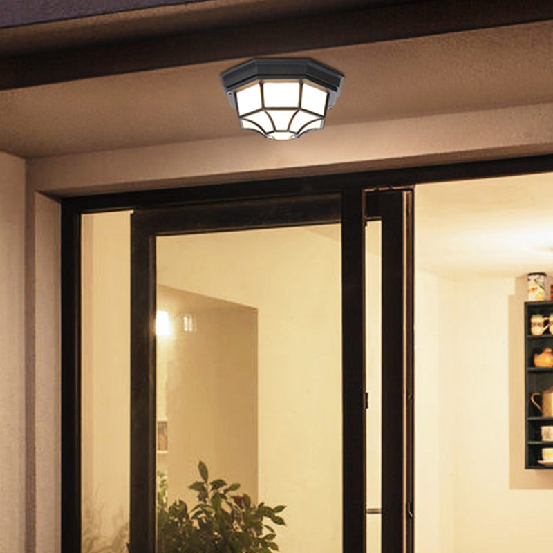 Luz de techo LED tradicional, lámpara de montaje empotrado en superficie con pantalla de cristal para patio y balcón