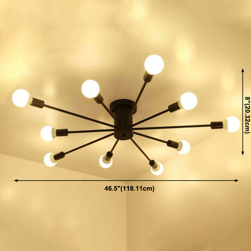 Plafondlamp in industriële stijl, metaal, multikop, inbouwlamp voor woonkamer