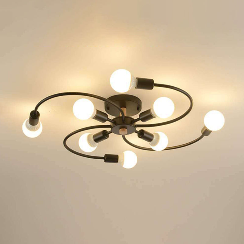 Plafondlamp in industriële stijl, metaal, multikop, inbouwlamp voor woonkamer