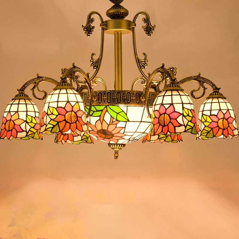 Cone Dome soggiorno lampadario tiffany in stile vetro a sospensione vintage in beige