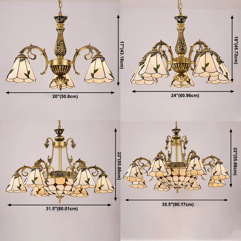 Cone Dome soggiorno lampadario tiffany in stile vetro a sospensione vintage in beige