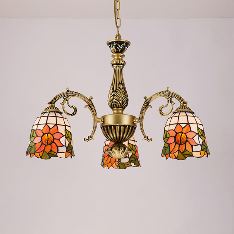 Cone Dome soggiorno lampadario tiffany in stile vetro a sospensione vintage in beige