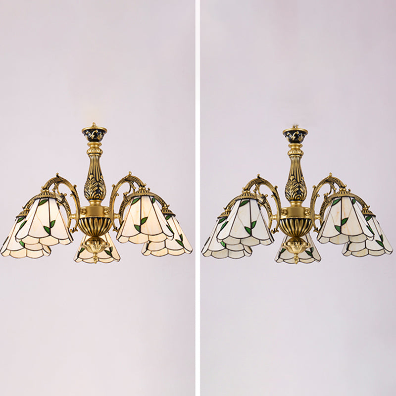 Cone Dome soggiorno lampadario tiffany in stile vetro a sospensione vintage in beige