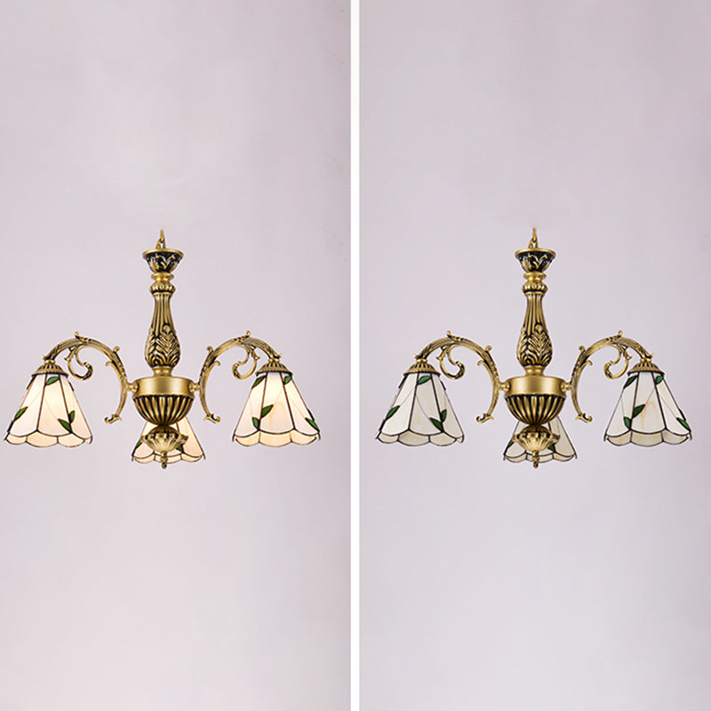 Cone Dome soggiorno lampadario tiffany in stile vetro a sospensione vintage in beige