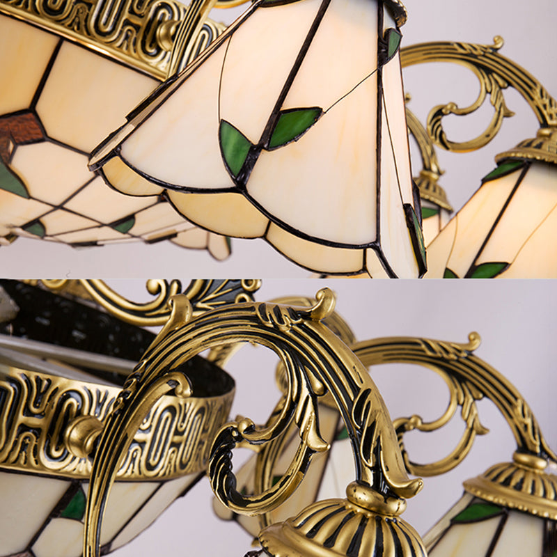 Cone Dome soggiorno lampadario tiffany in stile vetro a sospensione vintage in beige