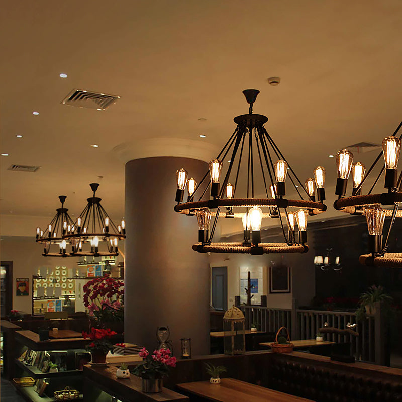 Lámpara de lámpara de bombilla desnuda lámpara colgante de cuerda industrial para restaurante