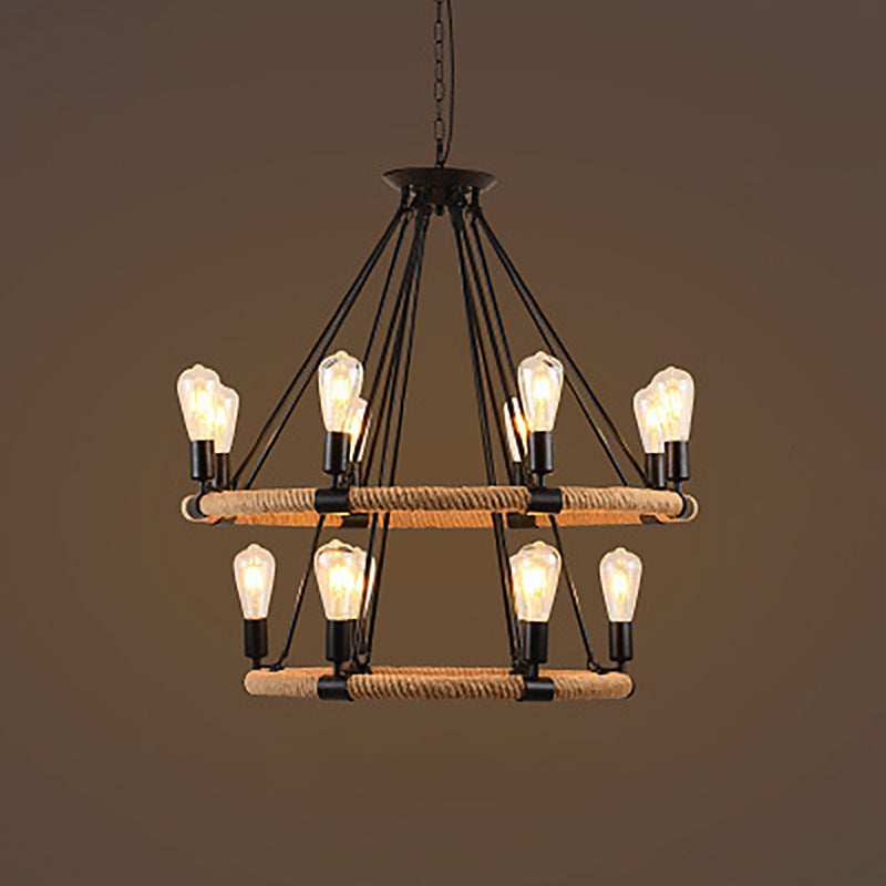 Lámpara de lámpara de bombilla desnuda lámpara colgante de cuerda industrial para restaurante