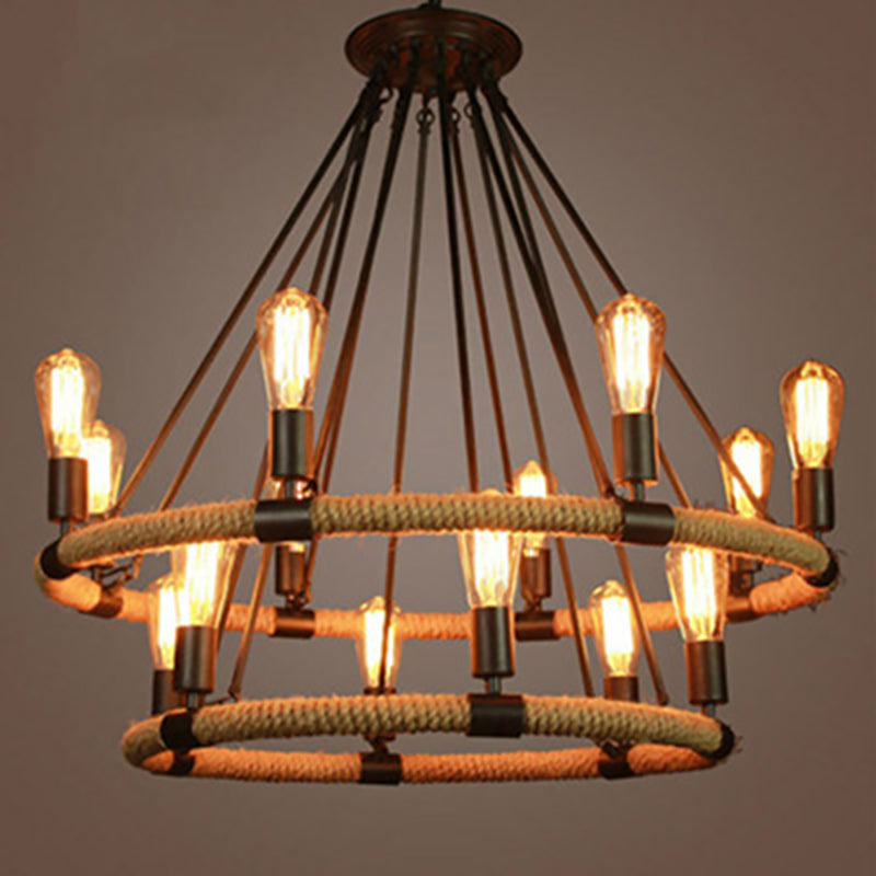 Lampada lampadina a lampadina nuda lampada a sospensione di corda di canapa industriale per ristorante