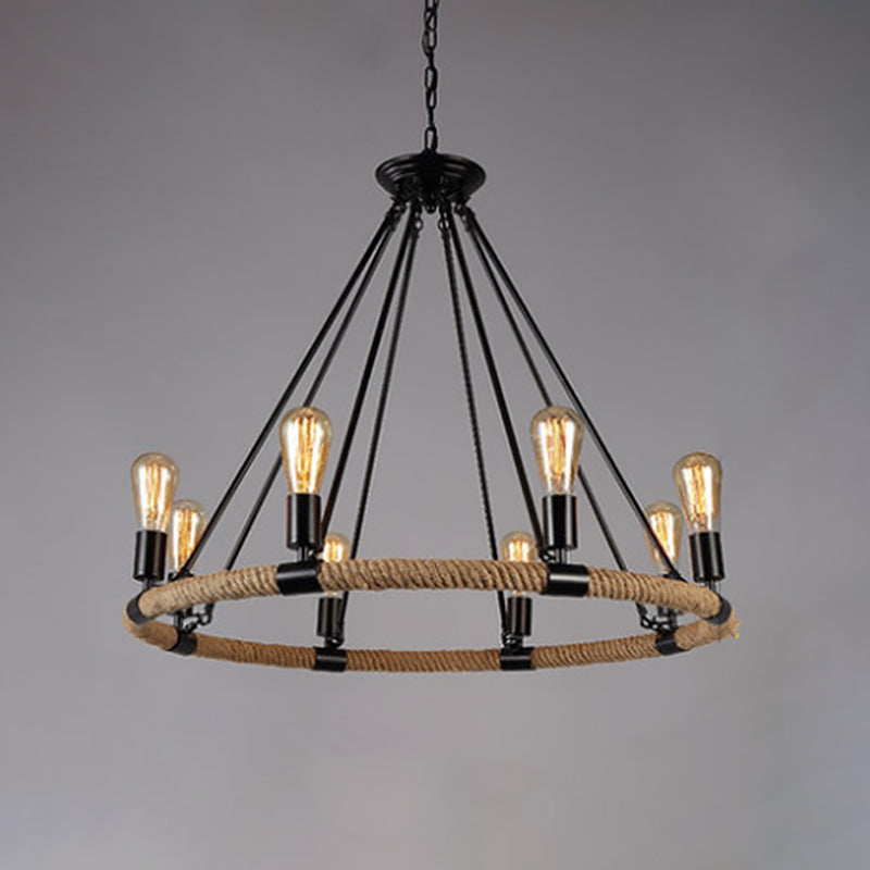 Lámpara de lámpara de bombilla desnuda lámpara colgante de cuerda industrial para restaurante