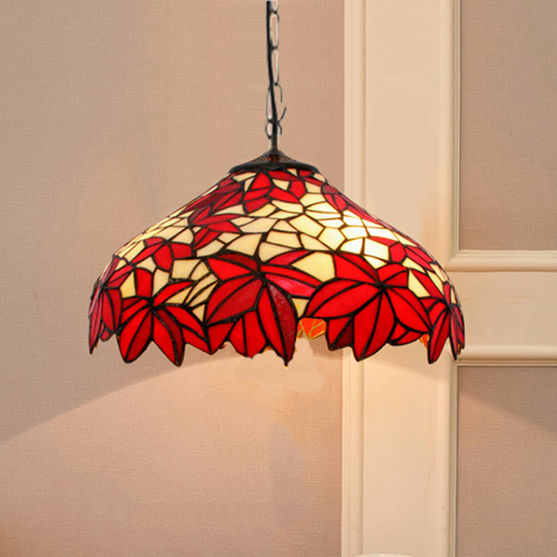 Mediterranean Suspended Lighting Fixture Tiffany Style Bowl Pendant Lighting for Living Room