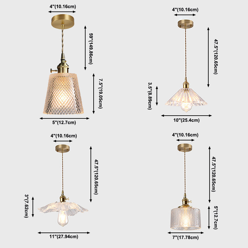 1-Licht-Anhängerlampe Japanischer Stil Ripple Glassschatten Hängende Lampe für Cafe