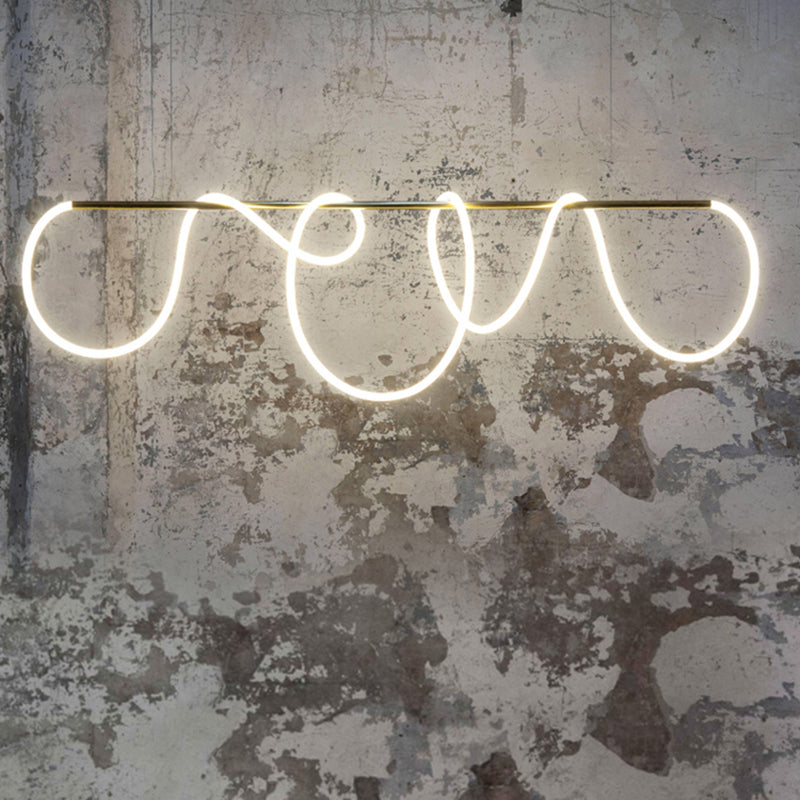 Long Strip LED Island Light Gold Modern Style Simplicity Hanging Light for Living Room