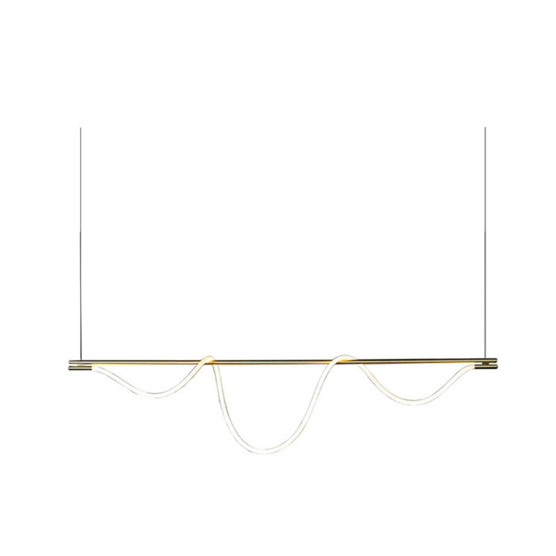 Long Strip LED Island Light Gold Modern Style Simplicity Hanging Light pour le salon