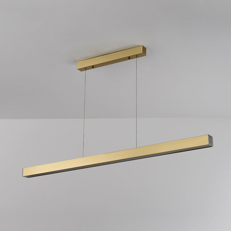 Contemporary Simplicity Island Light Acrylic Shade Long Strip Hanging Lamp in Gold