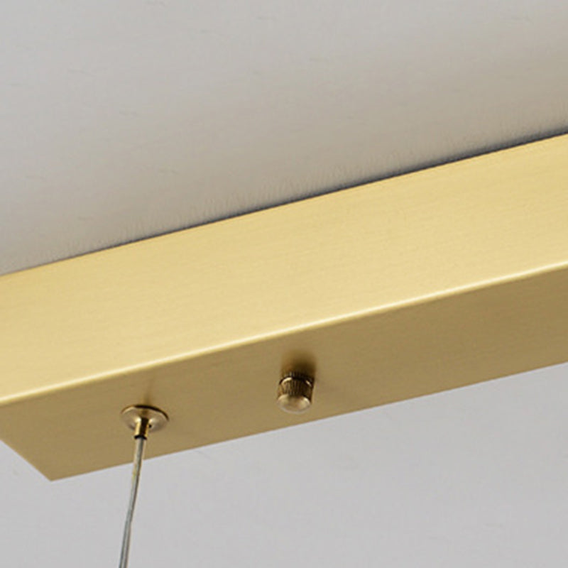 Contemporary Simplicity Island Light Acrylic Shade Long Strip Hanging Lamp in Gold