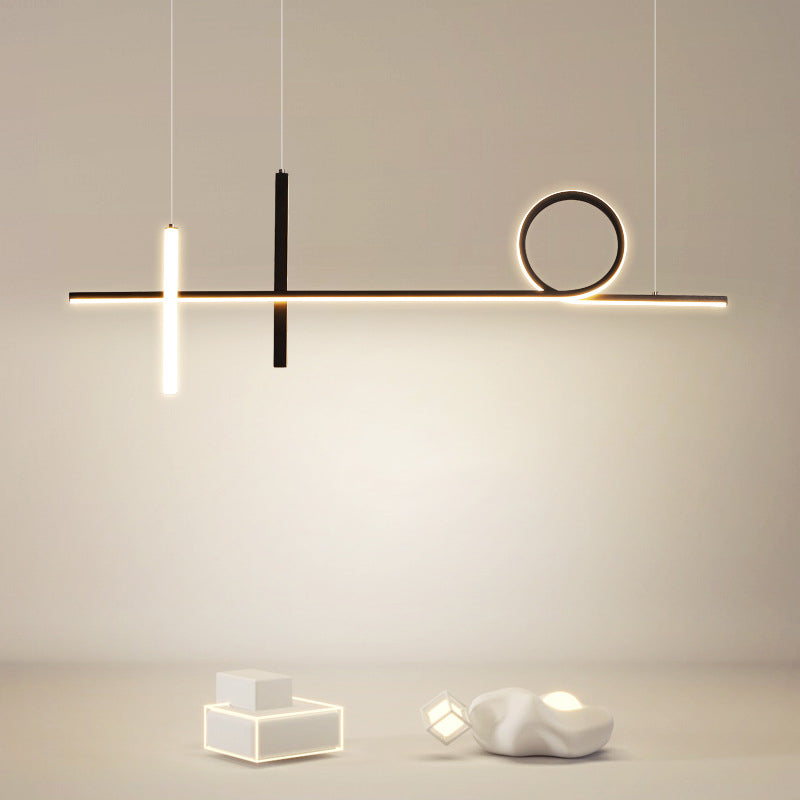 Simplicity Contemporary Island Lights Acrylic Shade Geometry Hanging Light for Dining Room