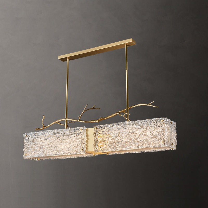 Rectangle Glass Island Light Fixtures Modern Style Hanging Lamp for Living Room