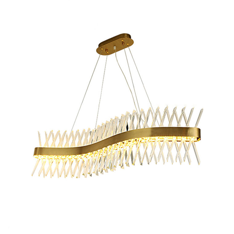 Modern Linear LED Island Light Crystal Elegant Island Lighting Fixtures for Living Room