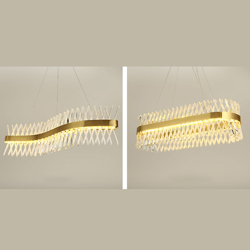 Modern Linear LED Island Light Crystal Elegant Island Lighting Fixtures for Living Room