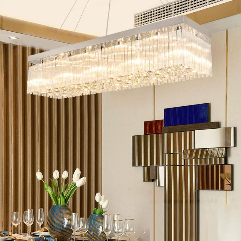 Rectangle Crystal Island Light Modern Style Hanging Lights for Living Room Dining Room