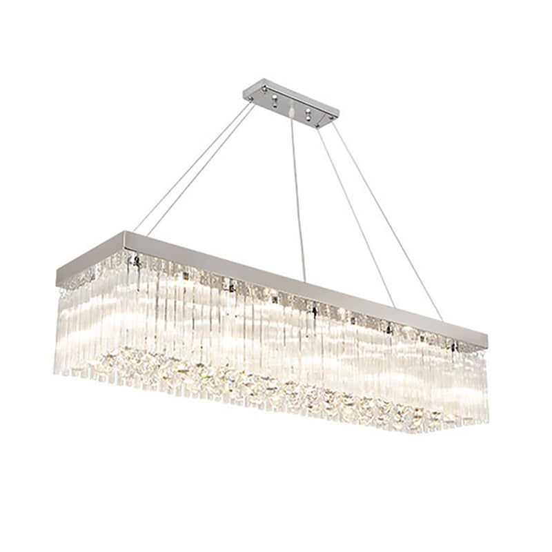 Rectangle Crystal Island Light Modern Style Hanging Lights for Living Room Dining Room