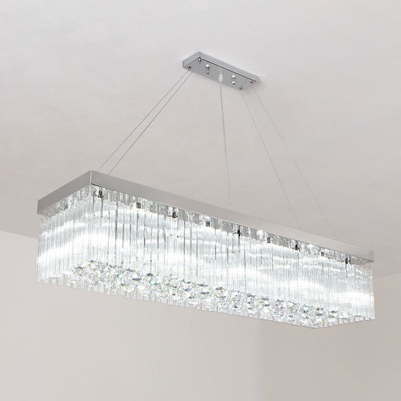 Rectangle Crystal Island Light Modern Style Hanging Lights for Living Room Dining Room
