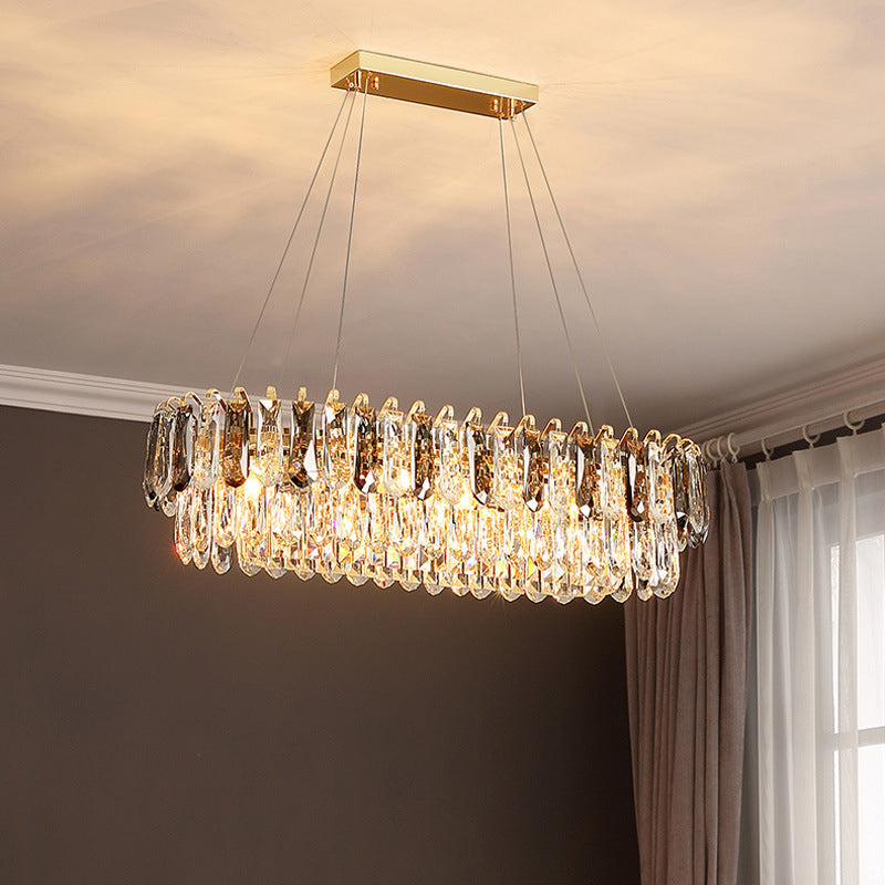 Crystal LED Island Light Modern Minimalism Living Room Hanging Chandelier