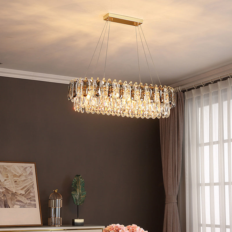 Crystal LED Island Light Modern Minimalism Living Room Hanging Chandelier