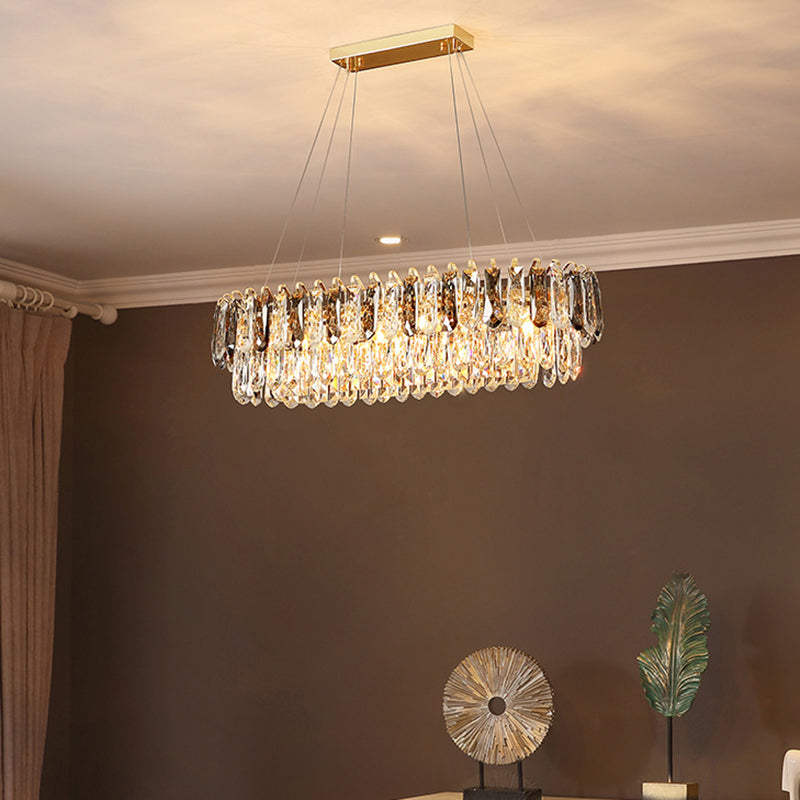 Crystal LED Island Light Modern Minimalism Living Room Hanging Chandelier