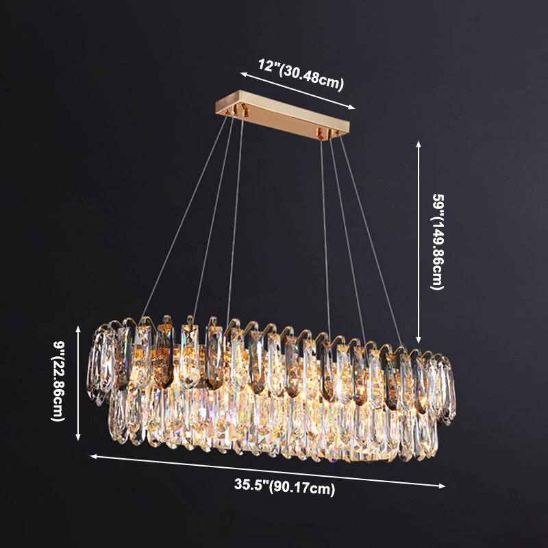 Crystal LED Island Light Modern Minimalism Living Room Hanging Chandelier