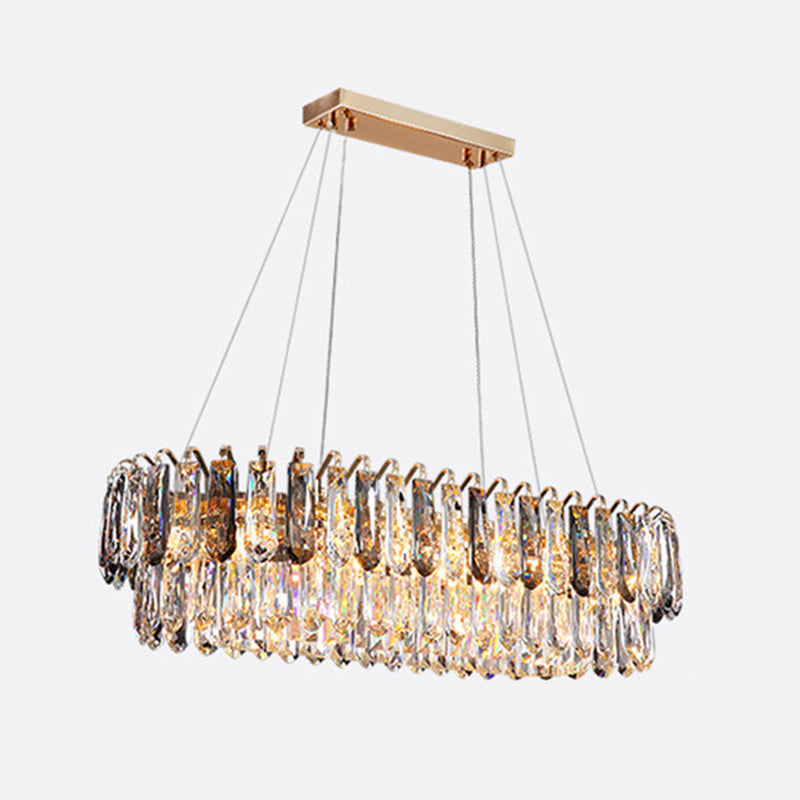 Crystal LED Island Light Modern Minimalism Living Room Hanging Chandelier