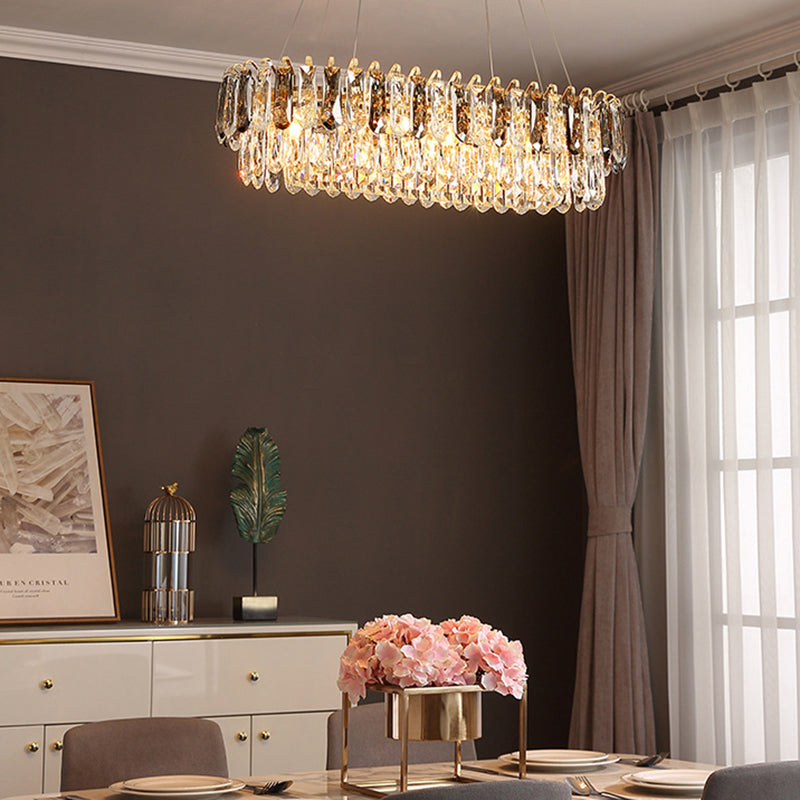 Crystal LED Island Light Modern Minimalism Living Room Hanging Chandelier