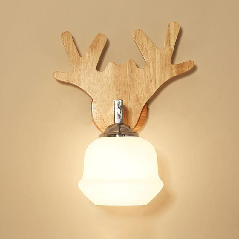 Bedroom Modern Minimalism Sconce Light Solid Wood One Head Wall Mounted Lighting Fixture