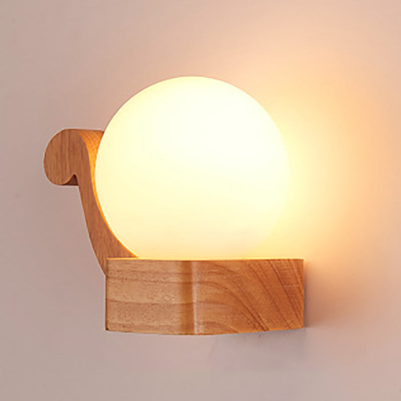 Bedroom Modern Minimalism Sconce Light Solid Wood One Head Wall Mounted Lighting Fixture