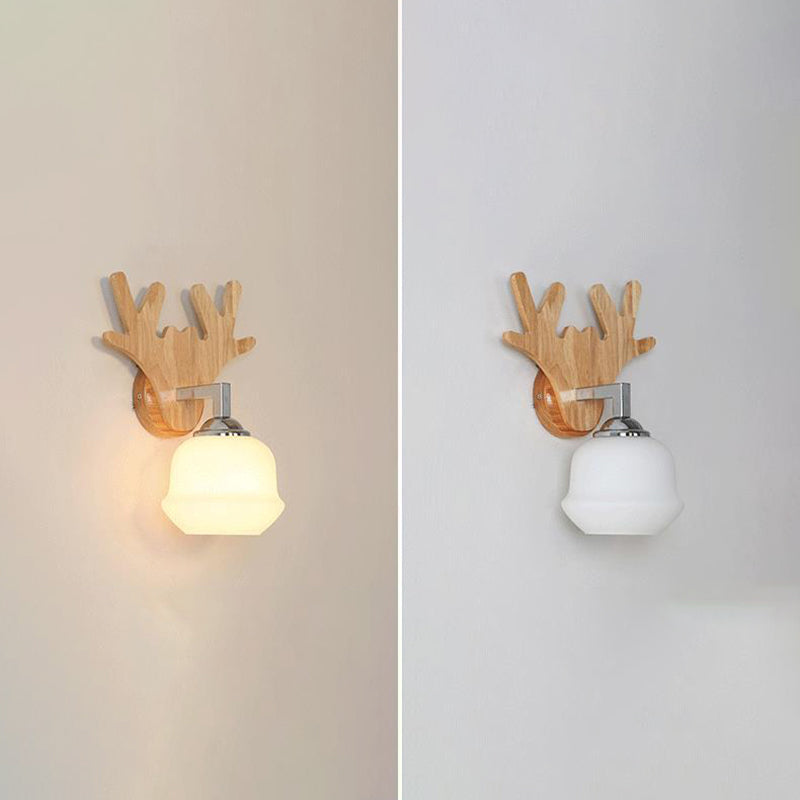 Bedroom Modern Minimalism Sconce Light Solid Wood One Head Wall Mounted Lighting Fixture