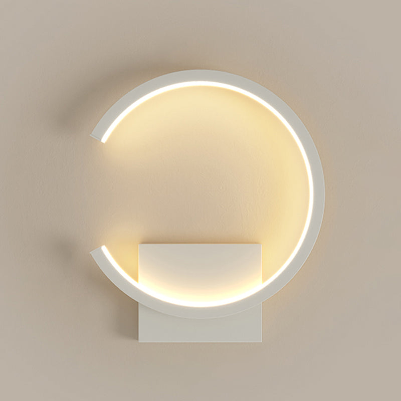 Lampada a monte a parete a forma rotonda a LED Lampada con applique da parete in metallo per camera da letto