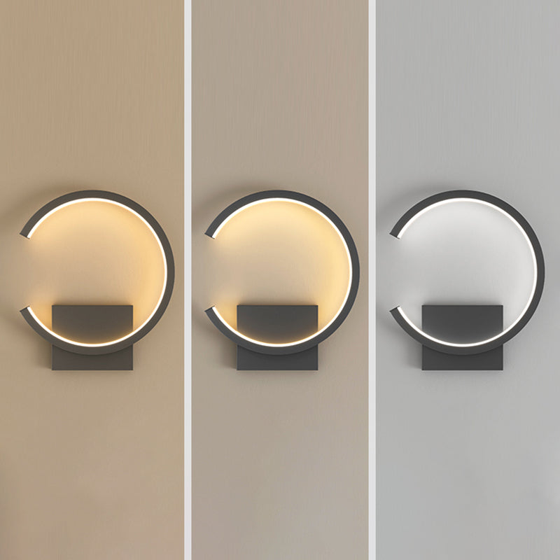 Lampada a monte a parete a forma rotonda a LED Lampada con applique da parete in metallo per camera da letto