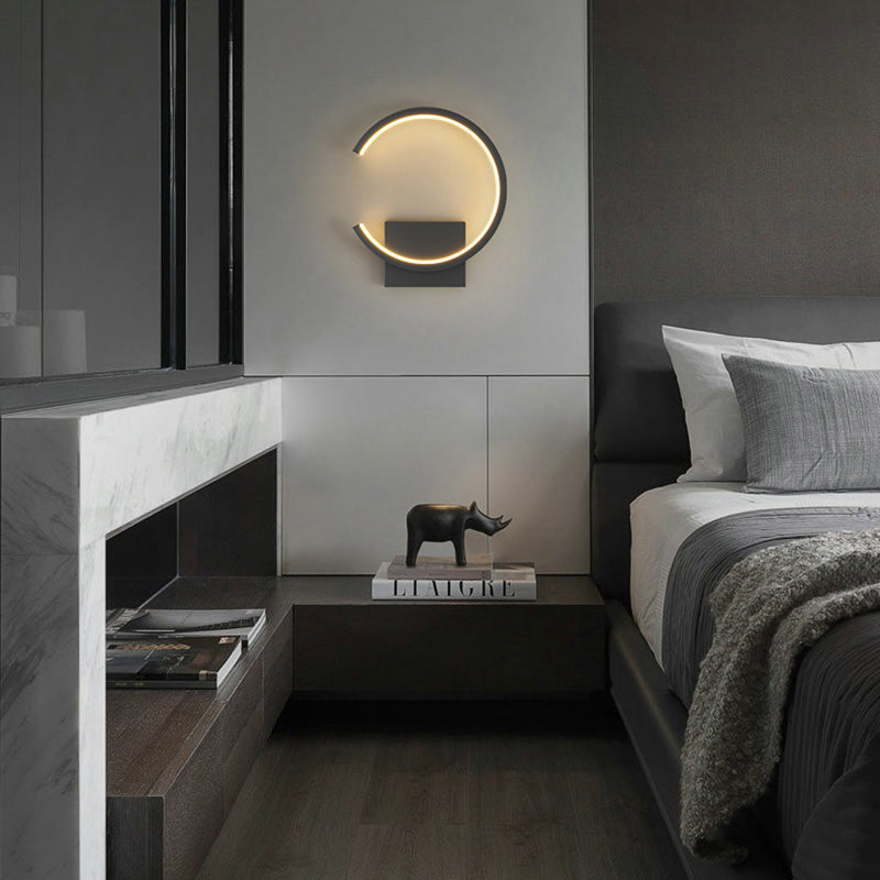 Lampada a monte a parete a forma rotonda a LED Lampada con applique da parete in metallo per camera da letto