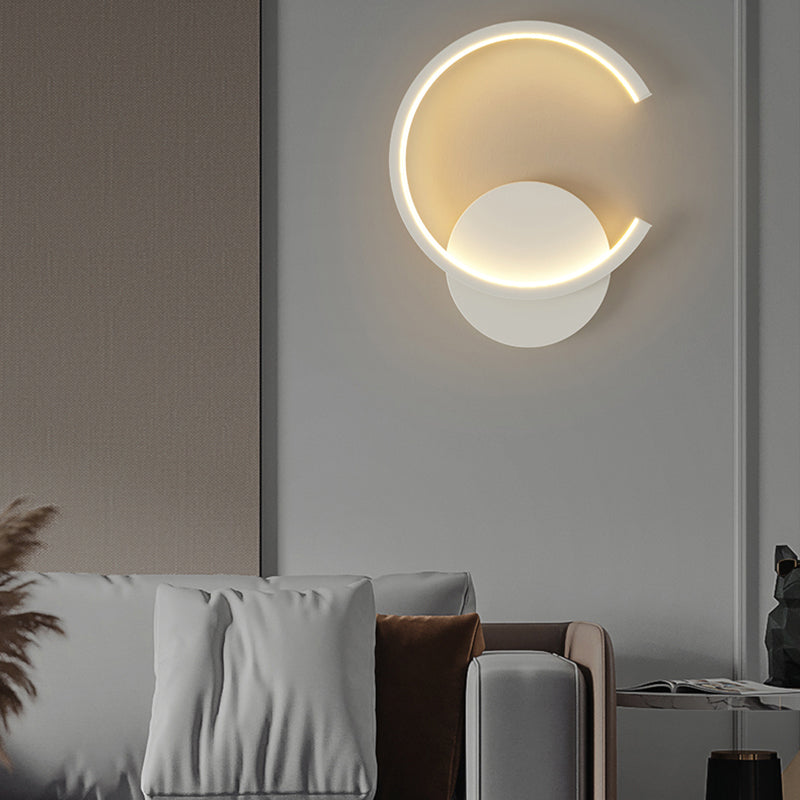 Lampada a monte a parete a forma rotonda a LED Lampada con applique da parete in metallo per camera da letto