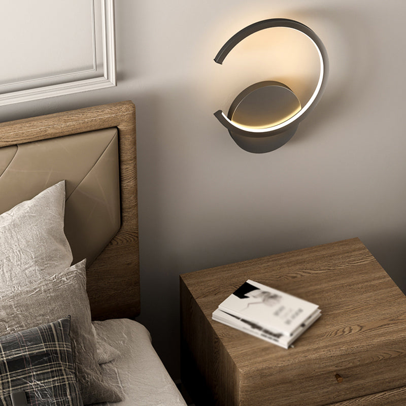 Lampada a monte a parete a forma rotonda a LED Lampada con applique da parete in metallo per camera da letto