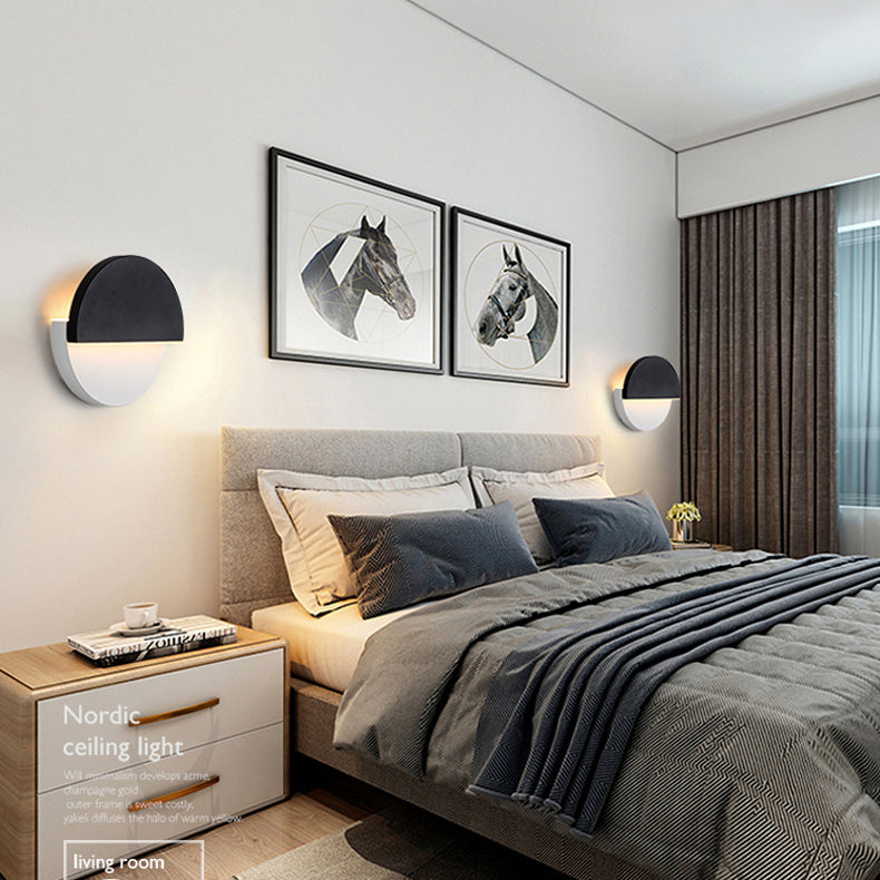 Stile moderno a forma rotonda a led monte a monte leggera camera da letto da letto da comodino lampada con applique