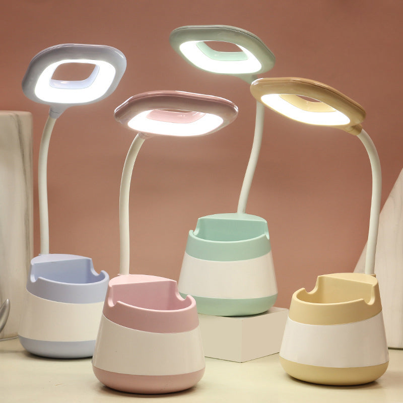 Macaroon Night Table Lampes 1-Light Tripted Lights with Plastic Shade For Bedroom
