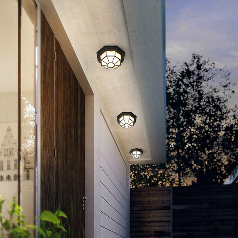 Traditional Style Waterproof Ceiling Light Courtyard Balcony Waterproof Flush Mount Light