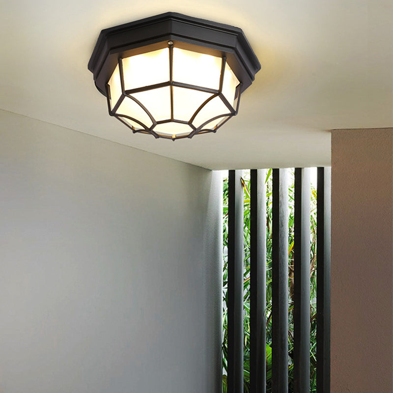 Traditional Style Waterproof Ceiling Light Courtyard Balcony Waterproof Flush Mount Light