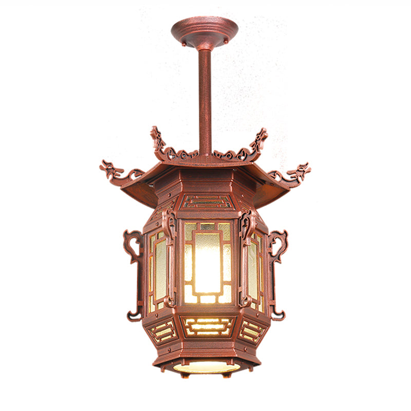 Lantern Semi Flush Mount Light Fixture Traditional 1-Light Ceiling Lamp with Plastic Shade