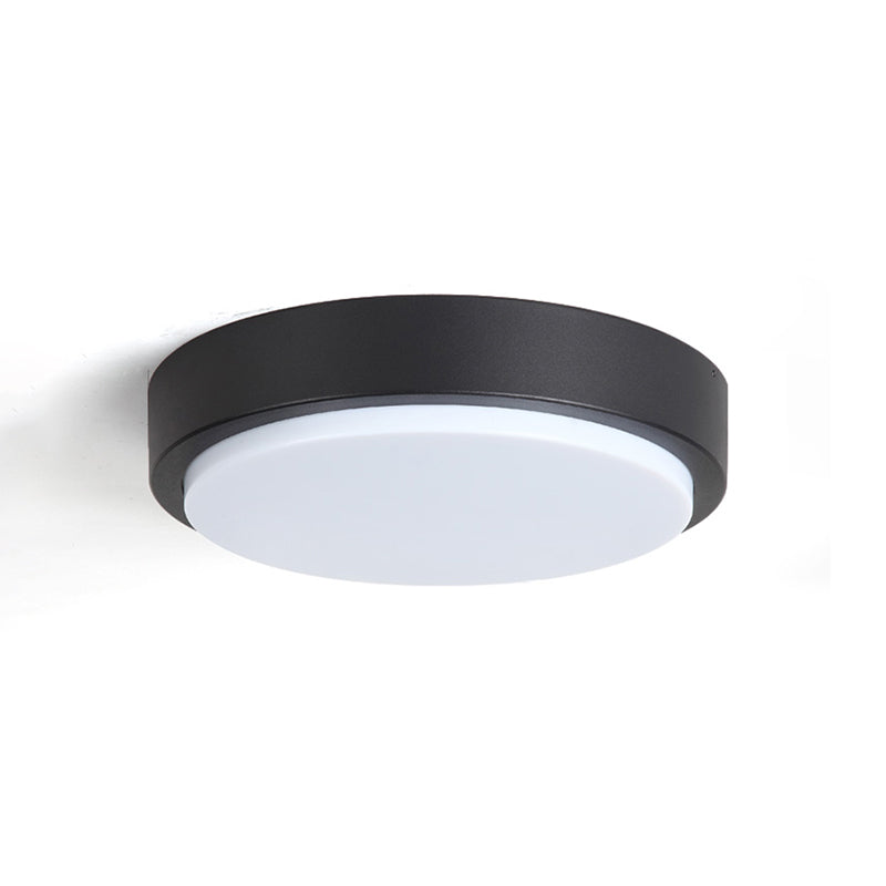 Round Flush Mount Light Fixture Traditional 1-Light Close To Ceiling Lamp with White Plastic Shade