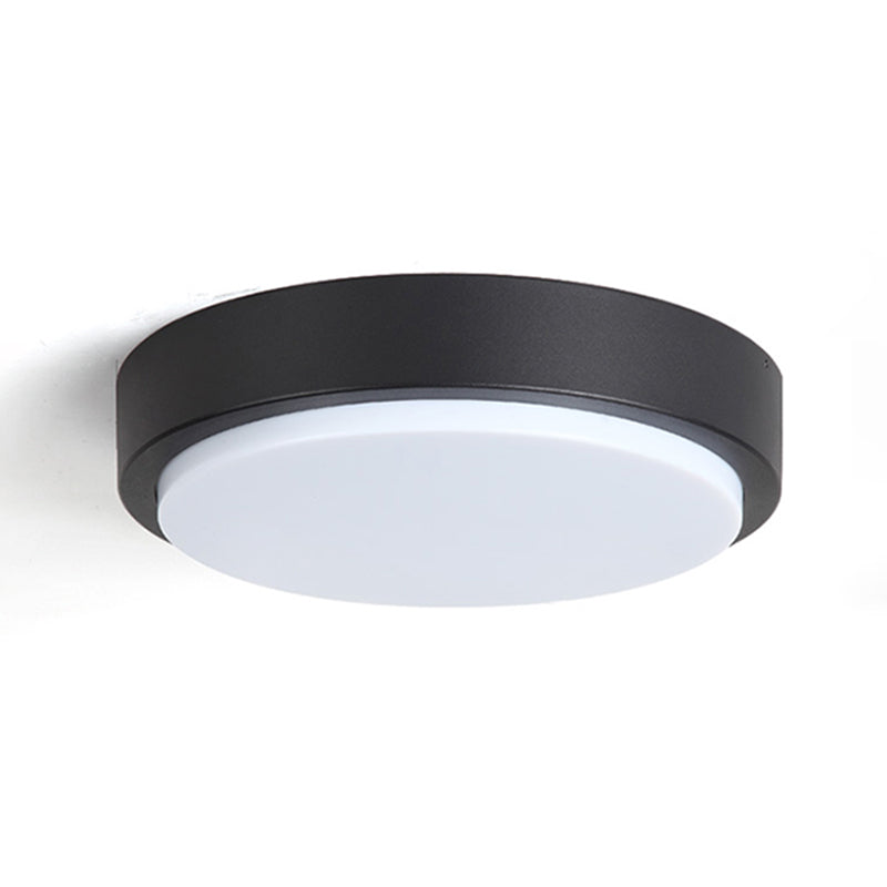 Round Flush Mount Light Fixture Traditional 1-Light Close To Ceiling Lamp with White Plastic Shade