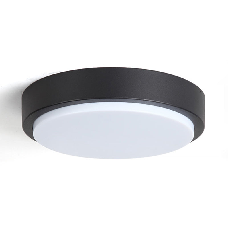 Round Flush Mount Light Fixture Traditional 1-Light Close To Ceiling Lamp with White Plastic Shade