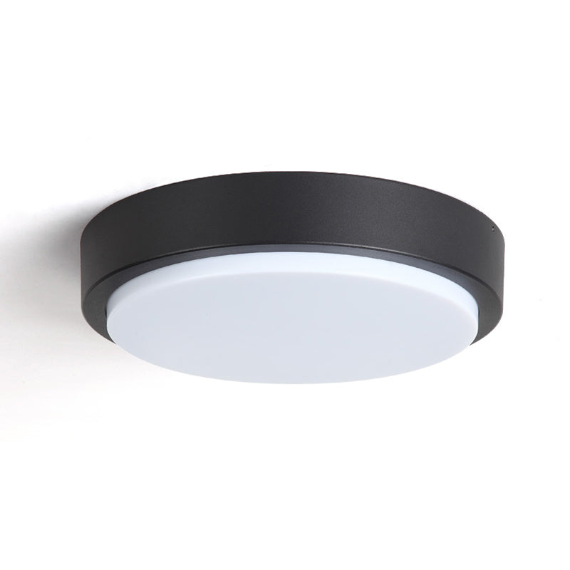 Round Flush Mount Light Fixture Traditional 1-Light Close To Ceiling Lamp with White Plastic Shade