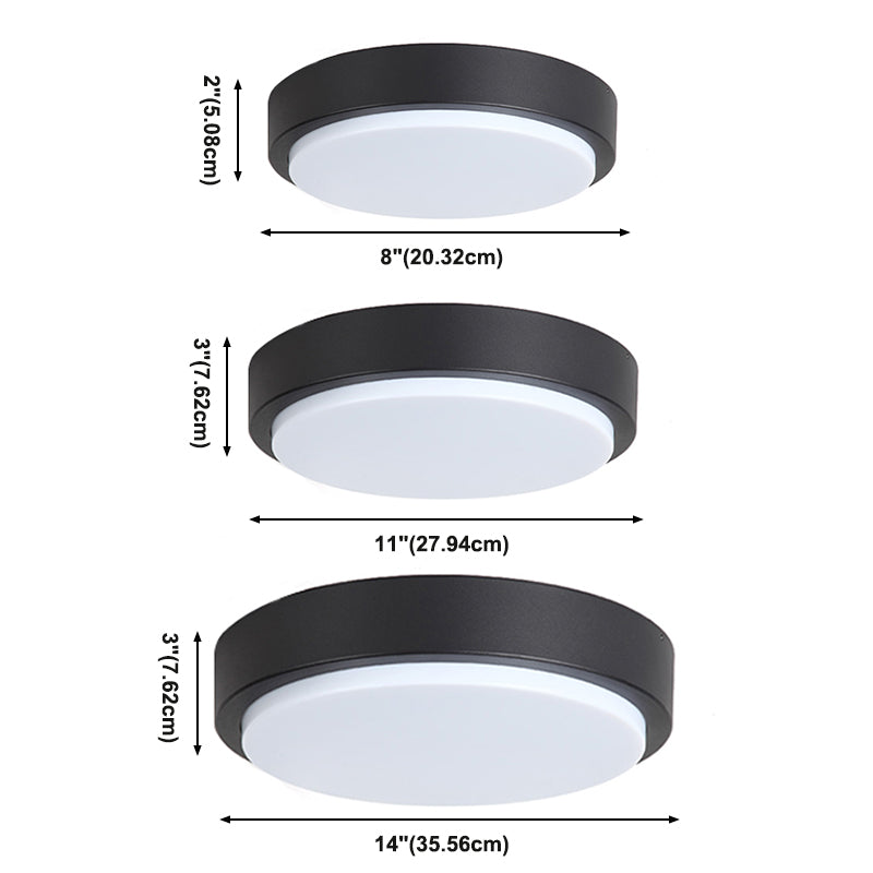 Round Flush Mount Light Fixture Traditional 1-Light Close To Ceiling Lamp with White Plastic Shade